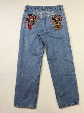 Ninth Hall Ambush Men’s Dragon Baggy 27 Embroidered Denim Jeans Y2K Streetwear